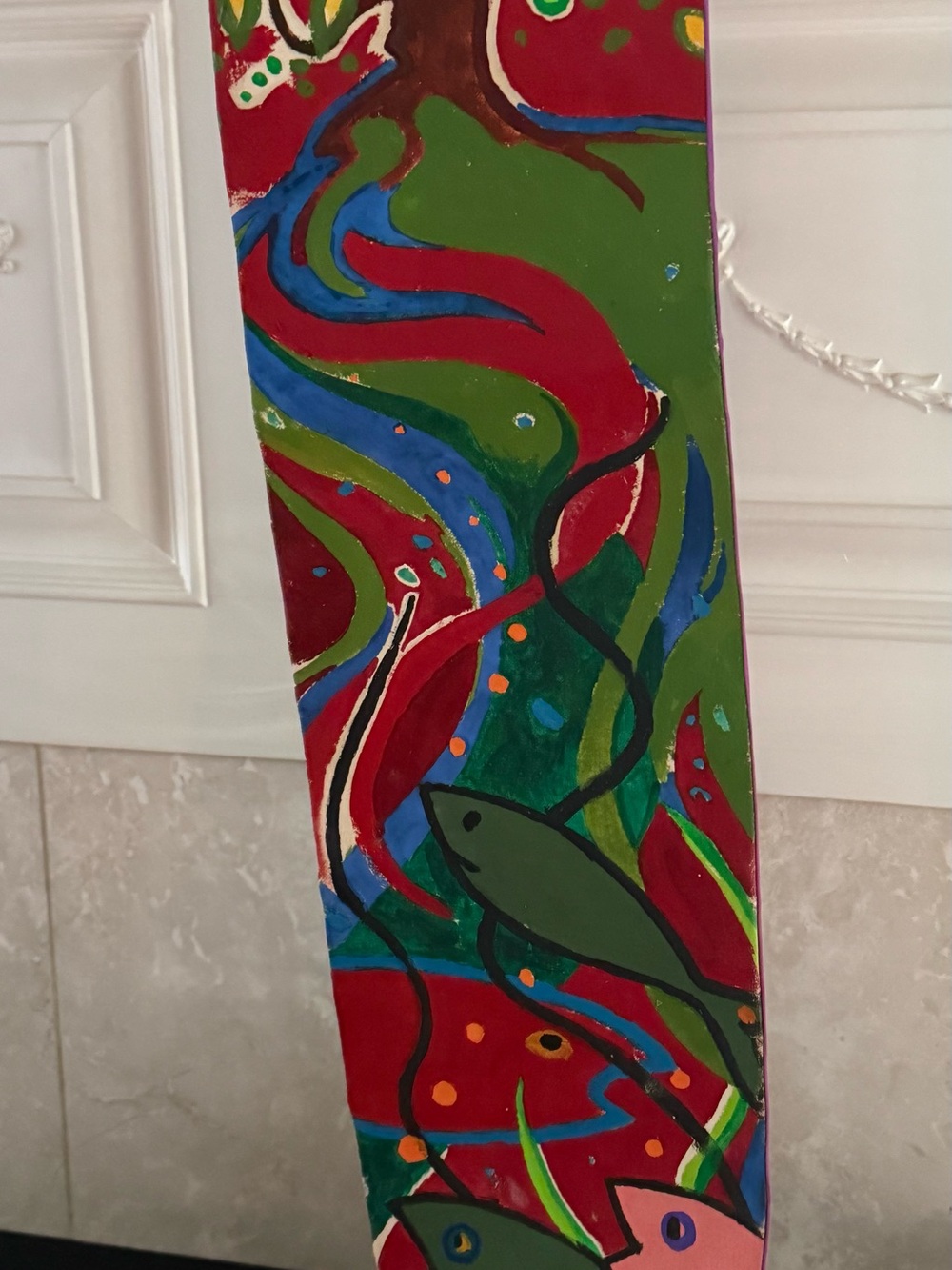 Colorful Abstract Hand Painted Stole for Clergy - Picture 7 of 9